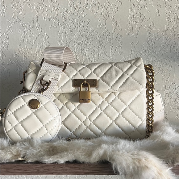 Kurt Geiger Quilted Cream Crossbody Bag- “Brixton Locks” - Picture 5 of 5